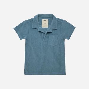 OAS Polo Men Coronet Polo Terry Shirt Aqua Blue Size S EUC